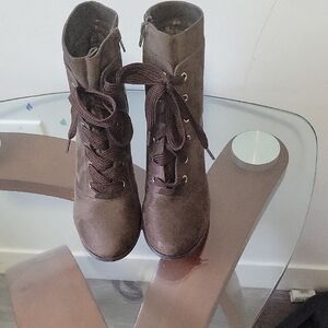 Brown Lace-Up Ankle Boots